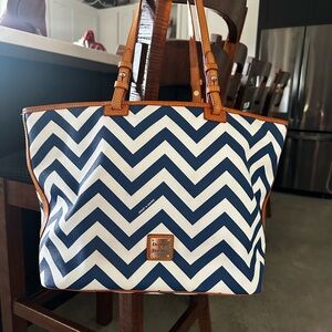 Dooney & Bourke Blue and White Chevron Tote